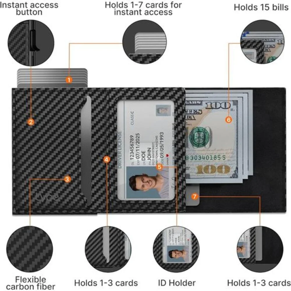Mens Smart Wallet Card Holder for AirTag: Leather, Compatible with Apple Air